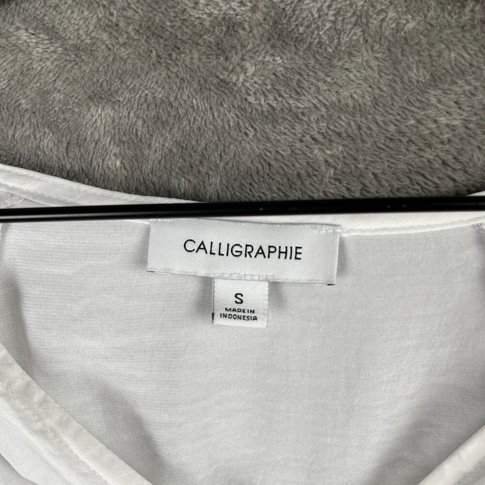 Anthropologie Calligraphie White Gold Beaded Peasant Blouse Women’s S Boho Chic - Picture 5 of 11